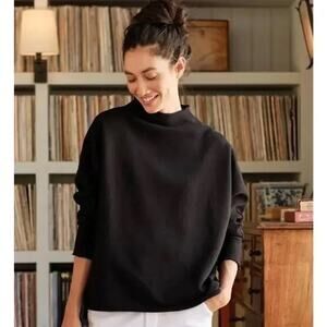 Frank & Eileen Effie Triple Fleece Cotton Pullover Size S Black Top Sweater